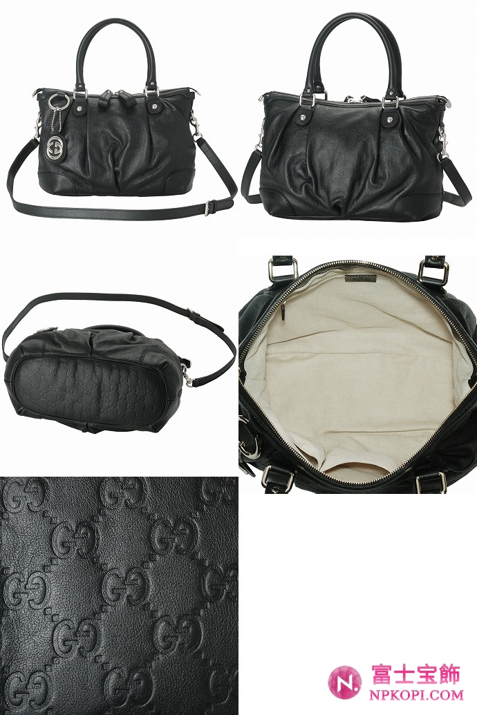 GUCCI/グッチ 2012年春夏SUKEYグッチシマGG柄Gチャーム付きミディアムトートバッグ 247902 AA61G 1000 